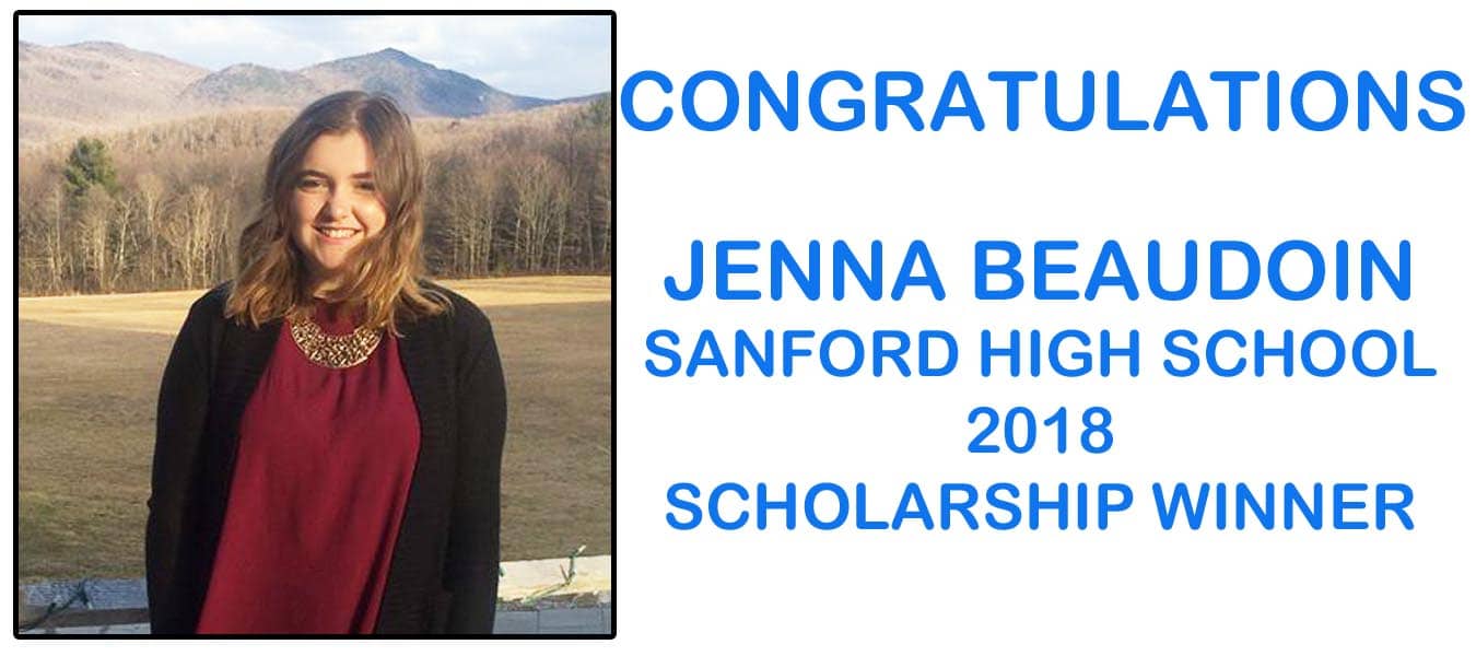 Jenna Beaudoin, 2018 scholarship recipient