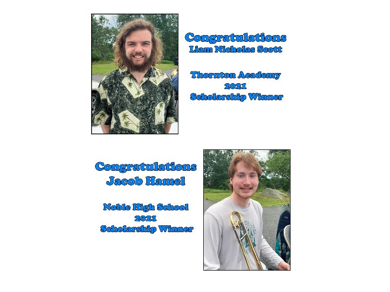2021 scholarship recipients Liam Nicholas Scott and Jacob Hamel