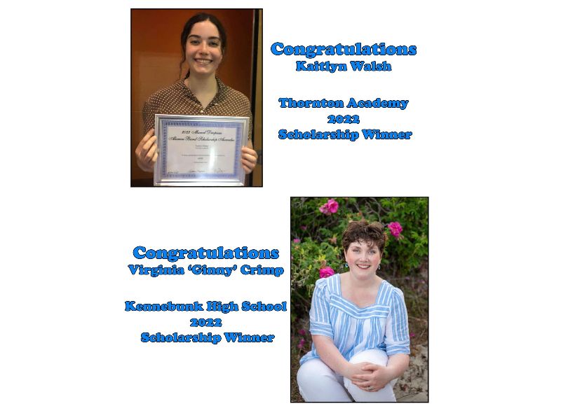 2022 scholarship recipients Kaitlyn Walsh and Virginia Crimp